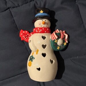 Hallmark Snowman with Red Scarf and Green Wreath